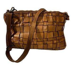 Costanza Rota Genuine Leather Woven Front Crossbody Bag